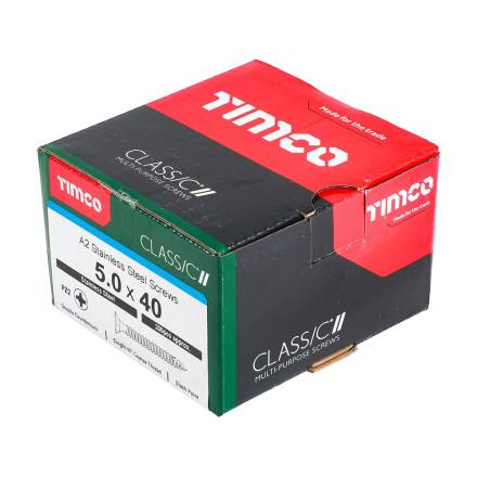 TIMCO Classic Multi-Purpose Screws PZ Double Countersunk A2 Stainless Steel 5.0 x 40mm