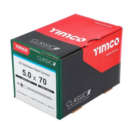 TIMCO Classic Multi-Purpose Screw PZ2 Double Countersunk A2 Stainless Steel 5.0 x 70mm (Box of 200)