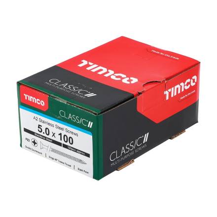 TIMCO Classic Multi-Purpose Screw PZ2 Double Countersunk A2 Stainless Steel 5.0 x 100mm (Box of 100)