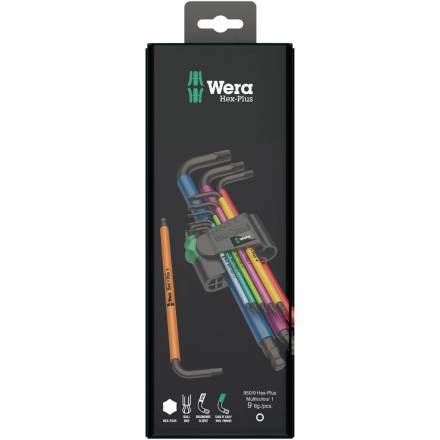 Wera 950 SPKL/9 SM N HF Hex-Plus Multicolour L-Key Set Metric BlackLaser 9 Piece