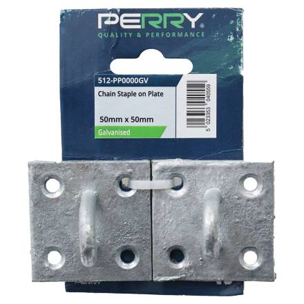 A Perry No.512 Galvanised Chain Staple on Plate 50mm x 50mm (Prepacked)
