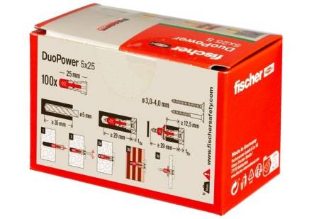 Fischer DuoPower 5 x 25 Universal Two-Component Wall Plug - Pack of 100