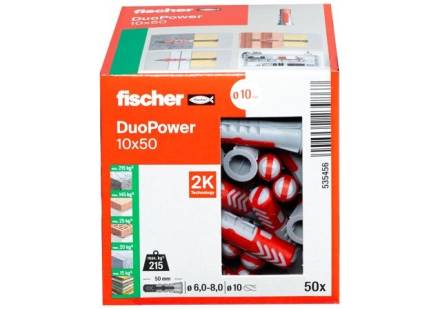 Fischer DuoPower 10 x 50mm Universal Wall Plug (Pack of 50)
