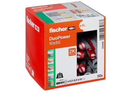 Fischer DuoPower 10 x 50mm Universal Wall Plug (Pack of 50)
