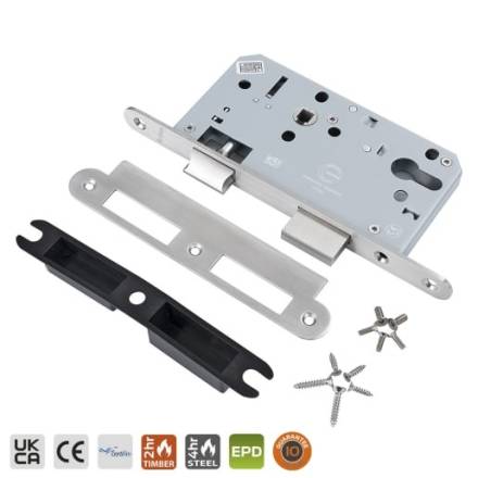 Briton 5720 DIN Euro Profile Cylinder Mortice Sashlock 60mm Backset Stainless Steel