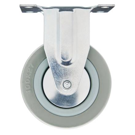 Draper 100mm Fixed Plate Fixing Rubber Castor - 80kg SWL
