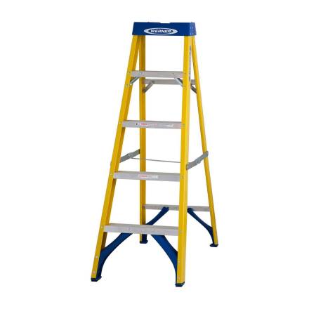 Werner 716 Series 5-Tread Fibreglass Swingback Stepladder 1.54m