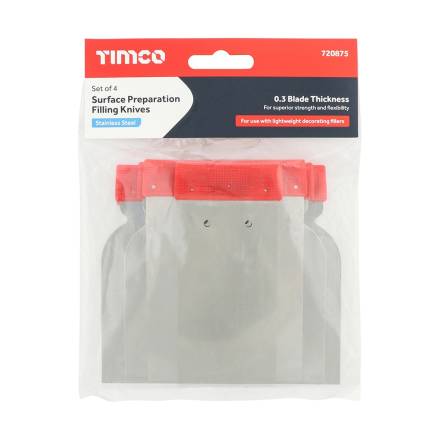 TIMCO Surface Preparation Stainless Steel Filling Knives Set of 4