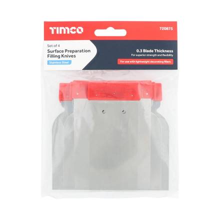 TIMCO Surface Preparation Stainless Steel Filling Knives Set of 4