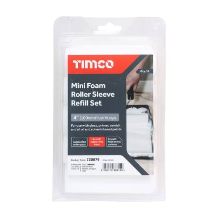 TIMCO Mini Foam Roller Sleeve Refill Set 4" / 100mm - Pack of 10