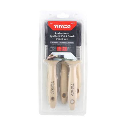 TIMCO Professional Synthetic Paint Brush Mixed Set - 3 Pack
