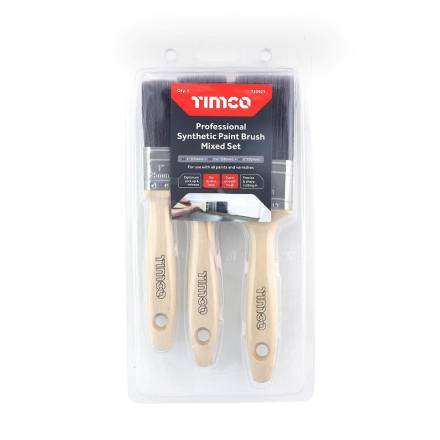 TIMCO Professional Synthetic Paint Brush Mixed Set - 3 Pack