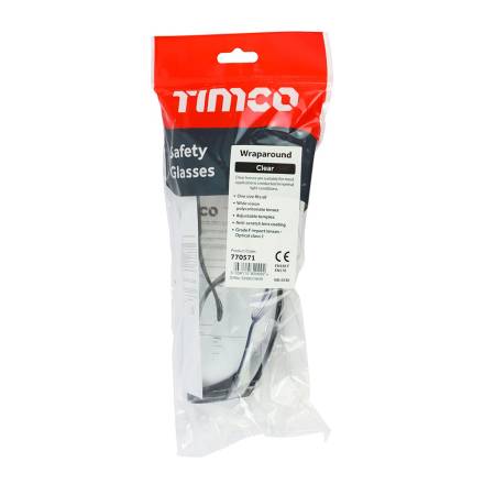 TIMCO Wraparound Safety Glasses - Clear, One Size