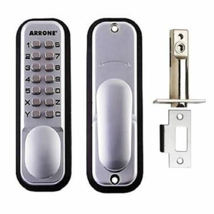 Hoppe Arrone AR/D-195MC Mechanical Digital Push Button Door Lock - Satin Chrome