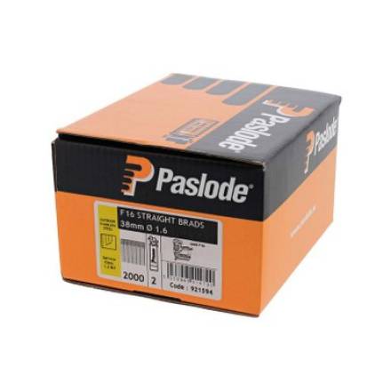 Paslode 921594 F16 x 38mm A2 Stainless Steel Brad Nails - Pack of 2000 + 2 Fuel Cells