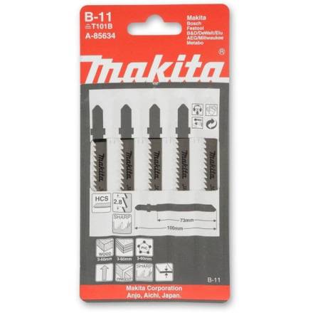 Makita T101BO Jigsaw Blades for Wood - 5 Pack (A-85634)