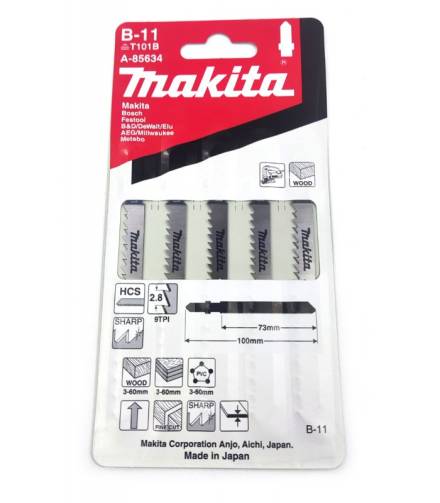 Makita T101BO Jigsaw Blades for Wood - 5 Pack (A-85634)