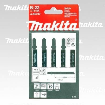 Makita A-85737 T118A HSS Jigsaw Blades for Metal 50mm 24 TPI Pack of 5