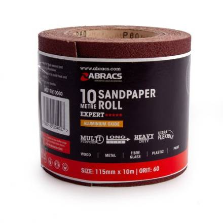 Abracs General Purpose Sandpaper Roll 115mm x 10m 60 Grit