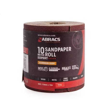 Abracs General Purpose Sandpaper Roll 115mm x 10m 80 Grit