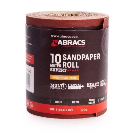 Abracs General Purpose Sandpaper Roll 115mm x 10m 120 Grit
