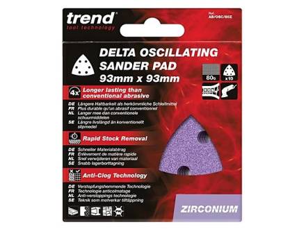 Trend Zirconium Delta Sanding Sheets 93mm 60G - Pack of 10
