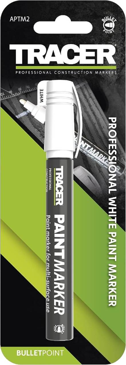 Tracer APTM2 Tradesman White Paint Marker 1-3mm Bullet Point