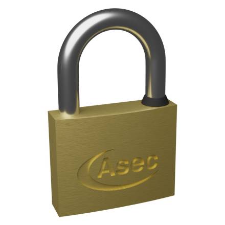 ASEC 50mm Keyed Alike Open Shackle Brass Padlock KA-G