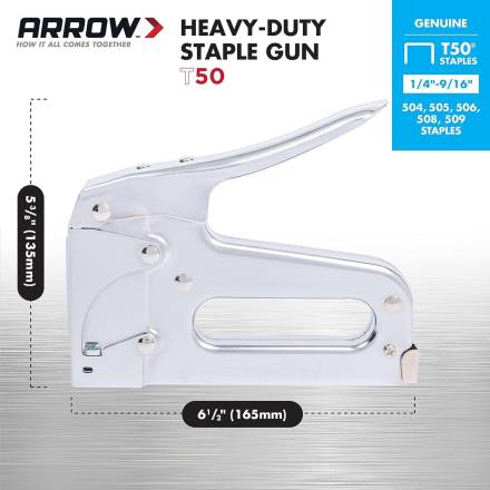Arrow T50 Heavy Duty Manual Staple Gun - All-Chrome Steel
