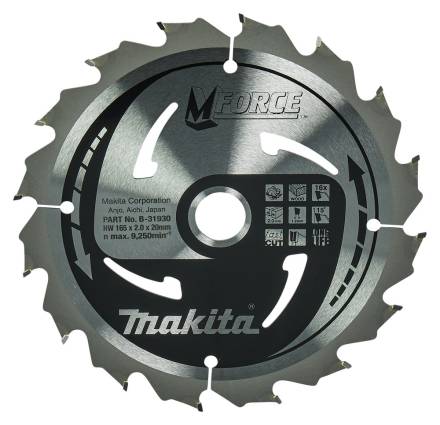 Makita B-31930 MForce TCT Circular Saw Blade 165 x 20mm 16T