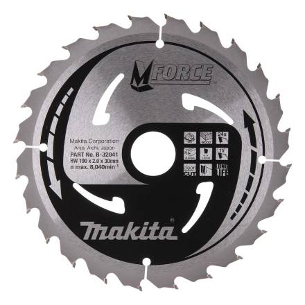 Makita B-32041 M-Force TCT Circular Saw Blade 190mm x 30mm 24T