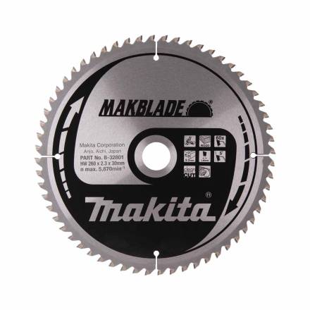 Makita B-32801 MakBlade TCT Circular Saw Blade 260mm x 30mm 60T