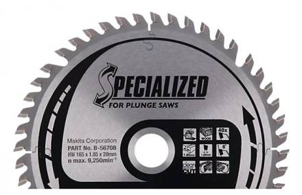 Makita B-56708 Specialized TCT Plunge Saw Blade 165 x 20mm 48T