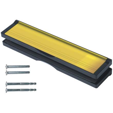 Select Hardware 300mm Post Port Letterbox Black Frame / Polished Gold Flap 40-80mm