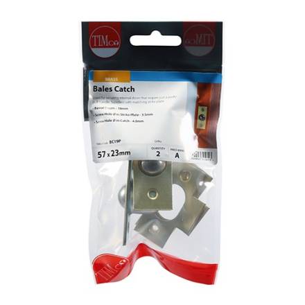 TIMCO Bales Catches Electro Brass 19mm - Pack of 2