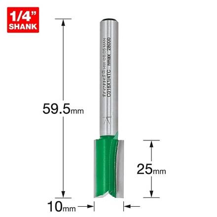 Trend CraftPro C016X1/4TC Two Flute TCT Router Cutter 10mm Diameter x 19.1mm