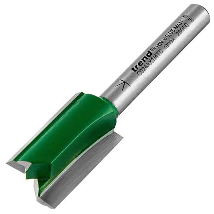 Trend CraftPro Two Flute Straight Router Cutter 15mm Dia x 25mm 1/4" Shank