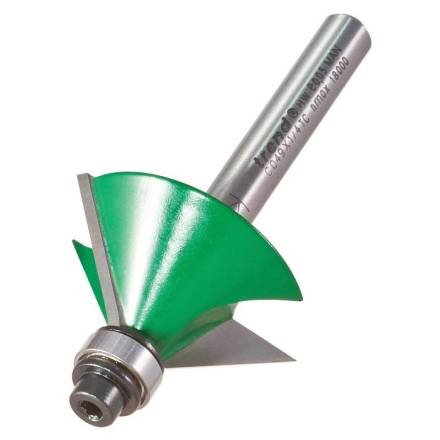 Trend CraftPro Self-Guided Chamfer Router Cutter 45deg 32mm x 12.7mm 1/4" Shank