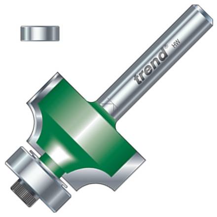 Trend CraftPro Guided Rounding Over Router Cutter 12.7mm Radius x 19.1mm Cut 1/4" Shank