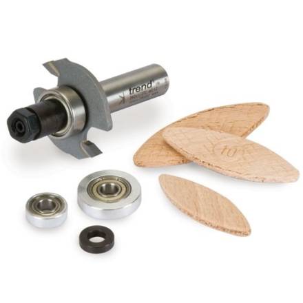 Trend CraftPro C152X1/4TC Bearing-Guided Biscuit Jointer Set 1/4" Shank 37.2mm