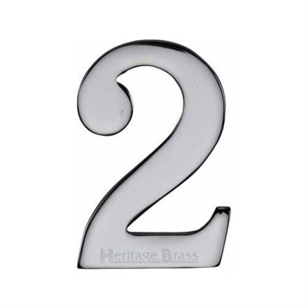 M Marcus Heritage Brass Self Adhesive Numeral '2' Polished Chrome 51mm