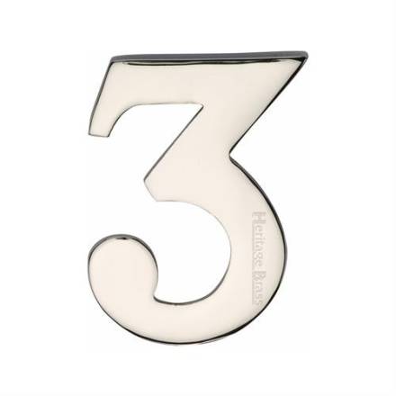 M Marcus Heritage Brass Self Adhesive Numeral '3' Polished Chrome 51mm