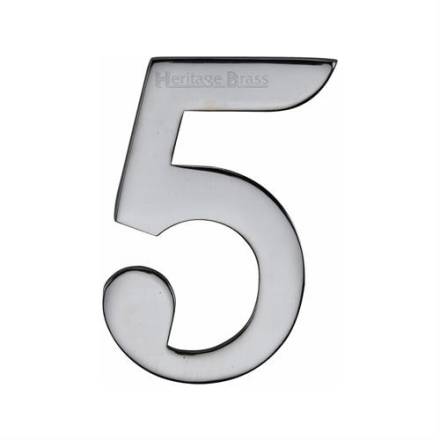 M Marcus Heritage Brass Self Adhesive Numeral '5' Polished Chrome 51mm