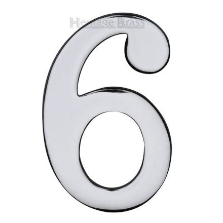 M Marcus Heritage Brass Self Adhesive Numeral '6' Polished Chrome 51mm