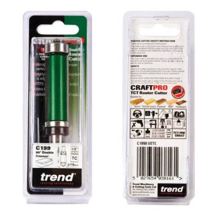 Trend CraftPro C199X1/2TC Double Guided Trimmer 19mm x 50mm 1/2in Shank