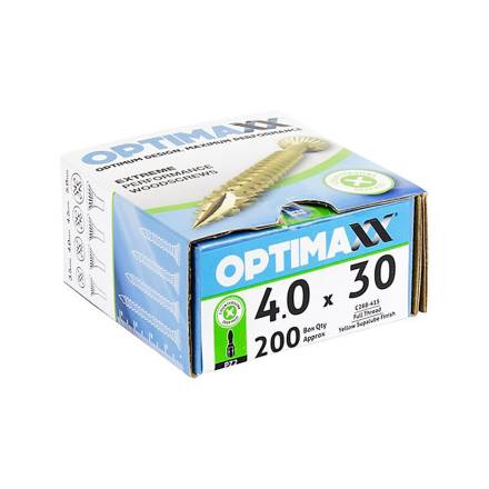Optimaxx Pozi Countersunk Wood Screws 4.0 x 30mm - Box of 200