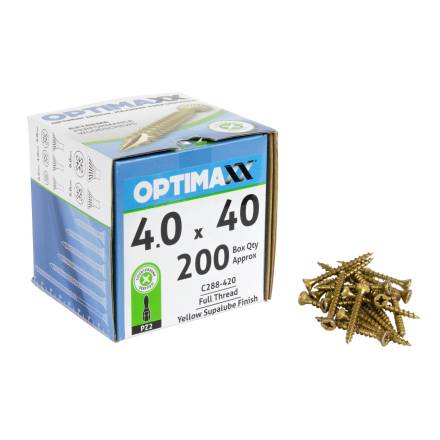 Optimaxx Extreme Performance Pozi Countersunk Wood Screws 4.0 x 40mm Box of 200