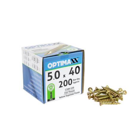 Optimaxx Extreme Performance Pozi Countersunk Wood Screws 5.0 x 40mm - Box of 200