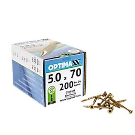 Optimaxx 5.0 x 70mm Part Thread Countersunk Wood Screw - Pack of 200