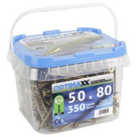 Optimaxx Extreme Performance Pozi Countersunk Wood Screw 5.0 x 80mm (Box of 200)